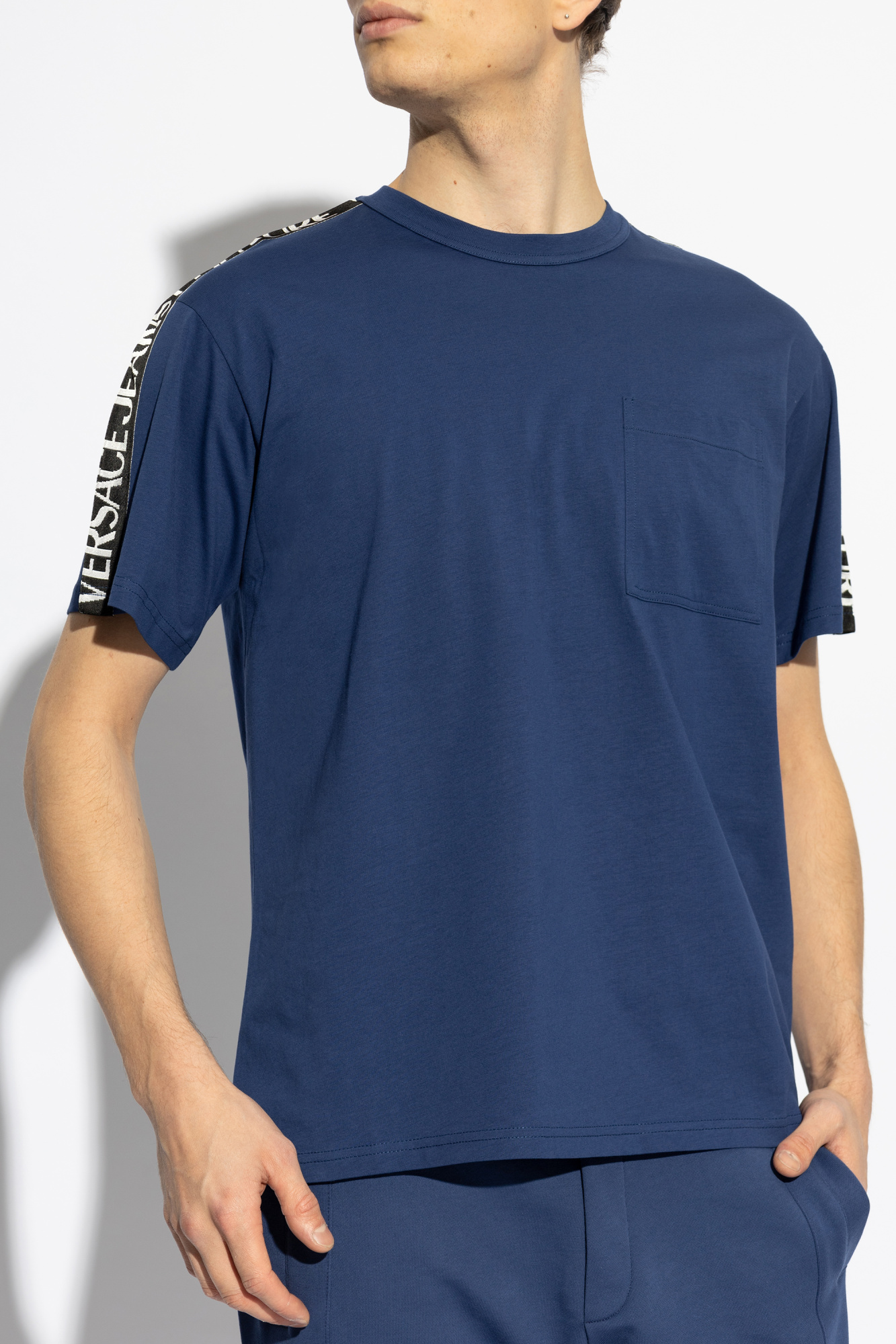 Navy blue T-shirt with pocket Versace Jeans Couture - Vitkac